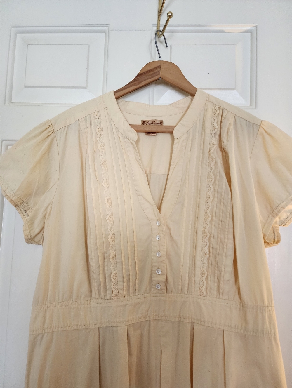 April Cornell Butter Yellow Dress Size Xl Cotton Cottagecore Tradwife Prairie - Picture 11 of 11